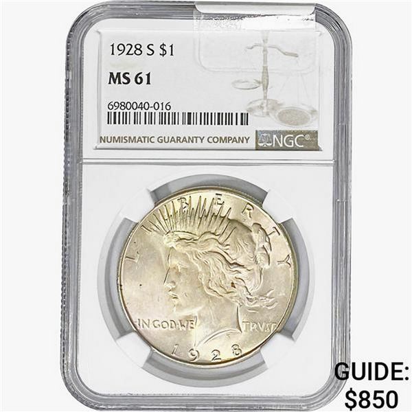 1928-S Silver Peace Dollar NGC MS61