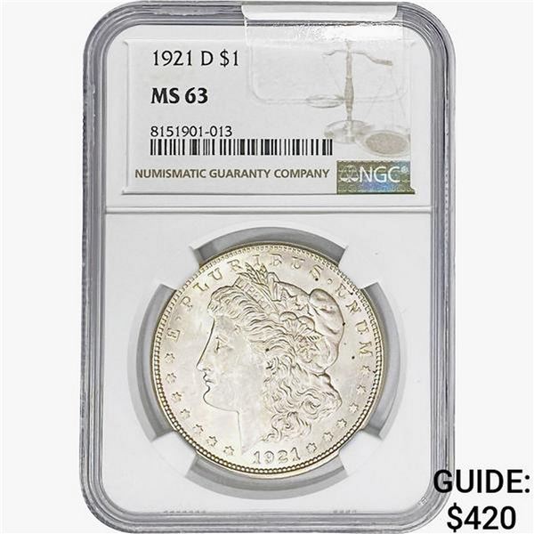 1921-D Morgan Silver Dollar NGC MS63