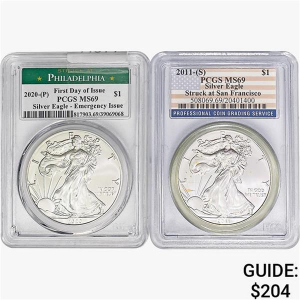 [2] 2011-2020 Silver Eagle PCGS MS69