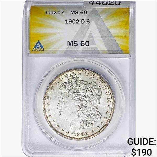 1902-O Morgan Silver Dollar ANACS MS60