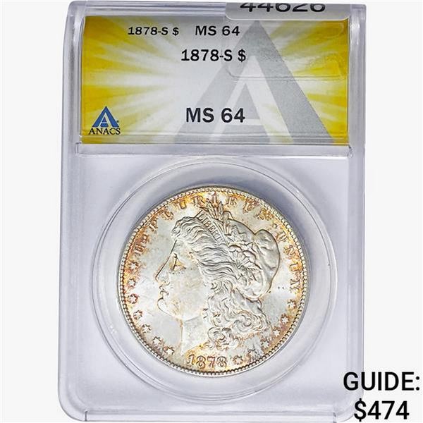 1878-S Morgan Silver Dollar ANACS MS64