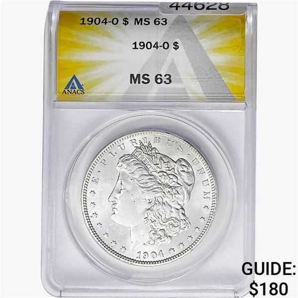 1904-O Morgan Silver Dollar ANACS MS63