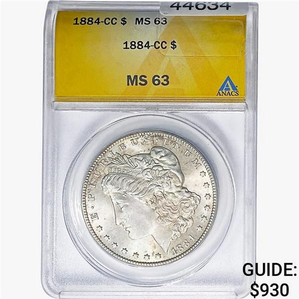 1884-CC Morgan Silver Dollar ANACS MS63