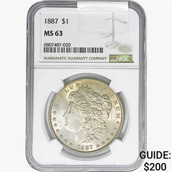 1887 Morgan Silver Dollar NGC MS63