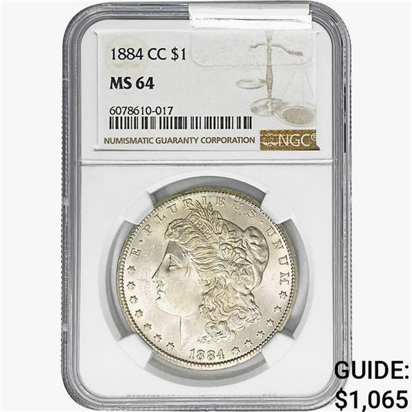 1884-CC Morgan Silver Dollar NGC MS64