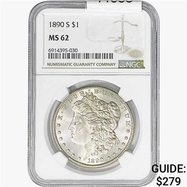 1890-S Morgan Silver Dollar NGC MS62