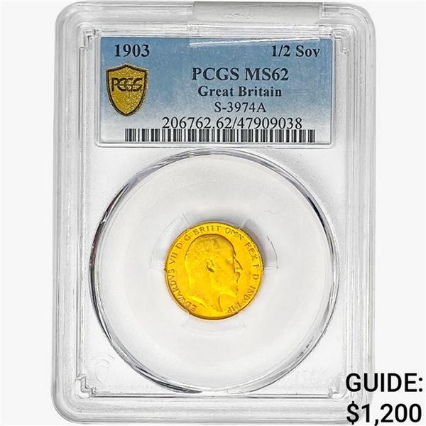 1903 Great Britain 1/2 Sovereign PCGS MS62