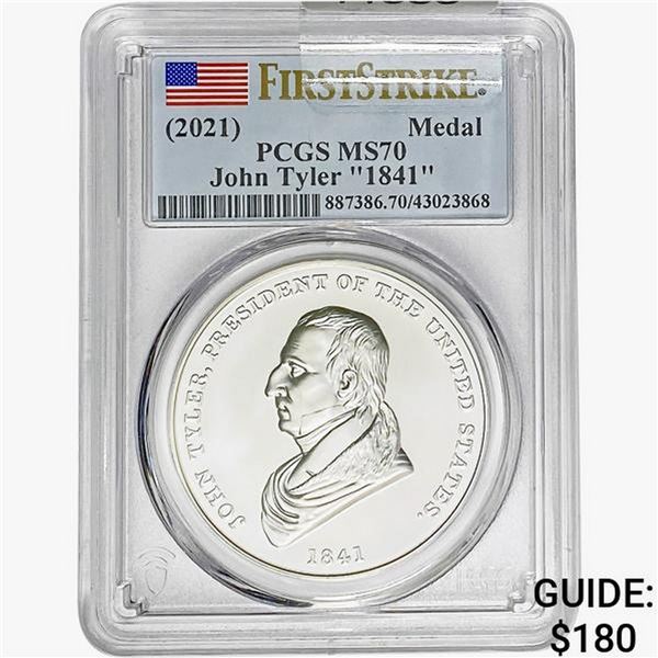 2021 John Tyler 1841 Medal PCGS MS70