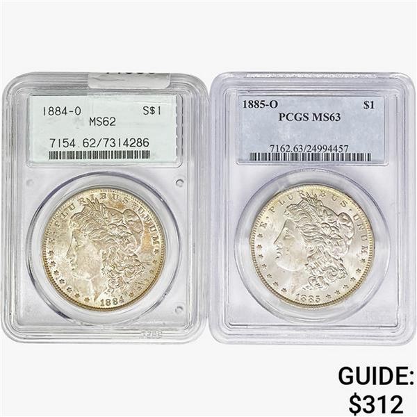 [2] 1884-1885 Morgan Silver Dollar PCGS MS62/63