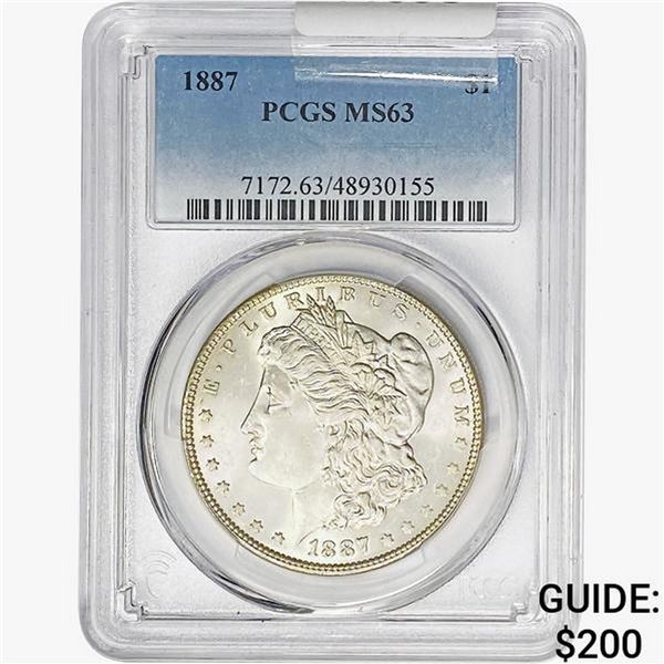 1887 Morgan Silver Dollar PCGS MS63