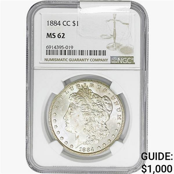 1884-CC Morgan Silver Dollar NGC MS62