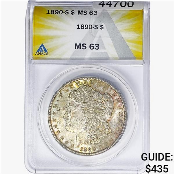 1890-S Morgan Silver Dollar ANACS MS63