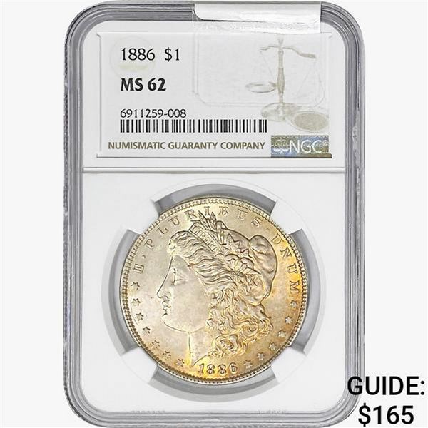 1886 Morgan Silver Dollar NGC MS62