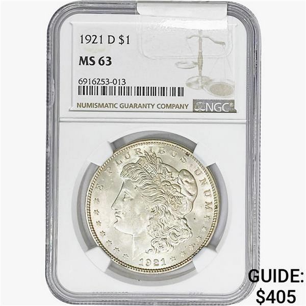1921-D Morgan Silver Dollar NGC MS63
