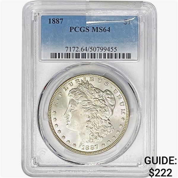 1887 Morgan Silver Dollar PCGS MS64