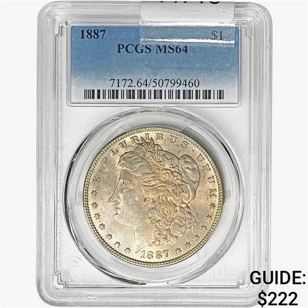 1887 Morgan Silver Dollar PCGS MS64