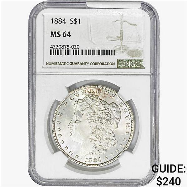 1884 Morgan Silver Dollar NGC MS64