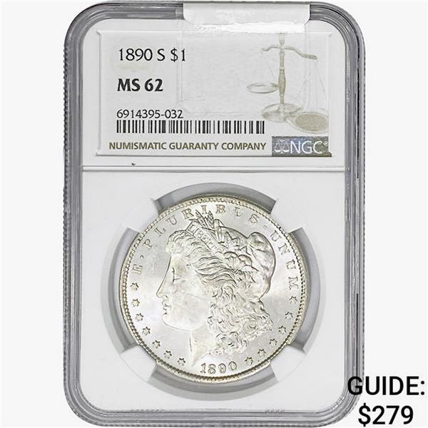 1890-S Morgan Silver Dollar NGC MS62