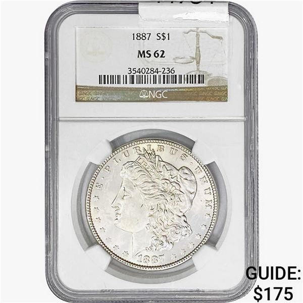 1887 Morgan Silver Dollar NGC MS62