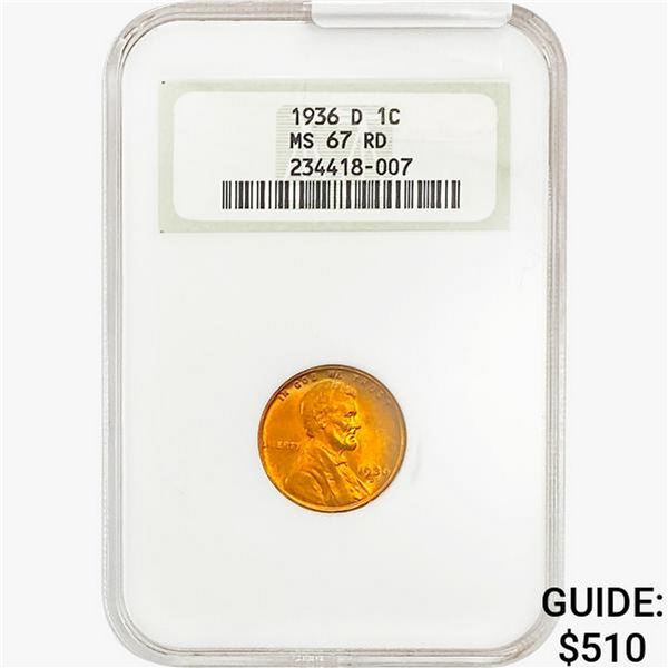 1936-D Wheat Cent NGC MS67 RD