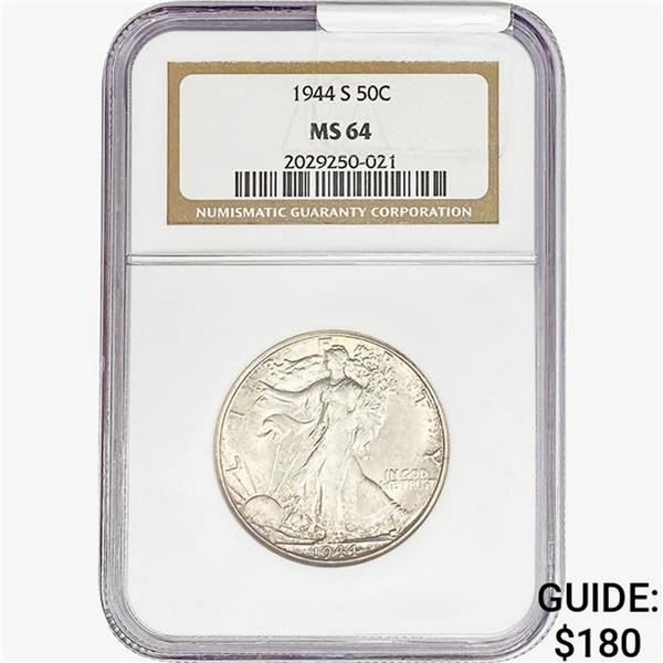 1944-S Walking Liberty Half Dollar NGC MS64