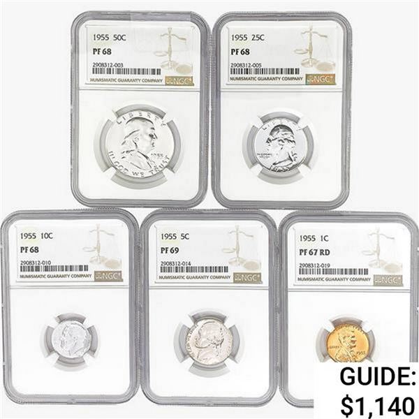 1955 [5] US Varied Coinage NGC PF67-69