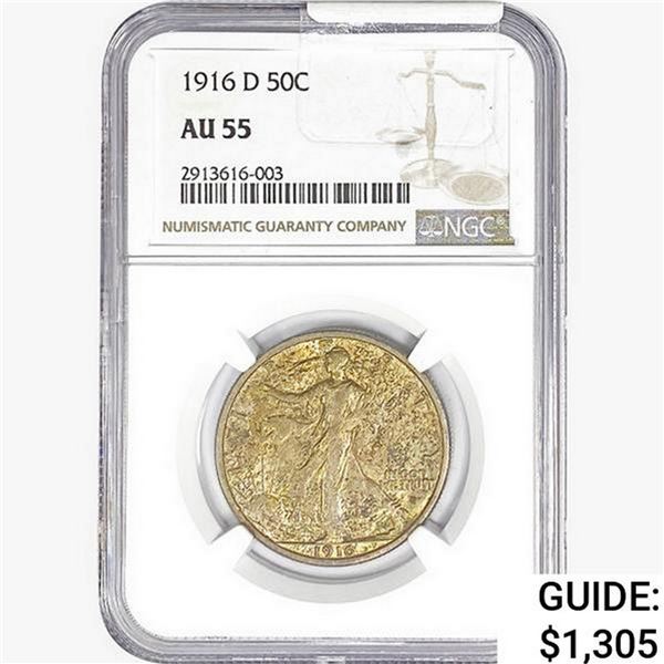 1916-D Walking Liberty Half Dollar NGC AU55
