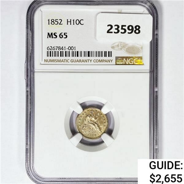 1852 Seated Liberty Half Dime NGC MS65