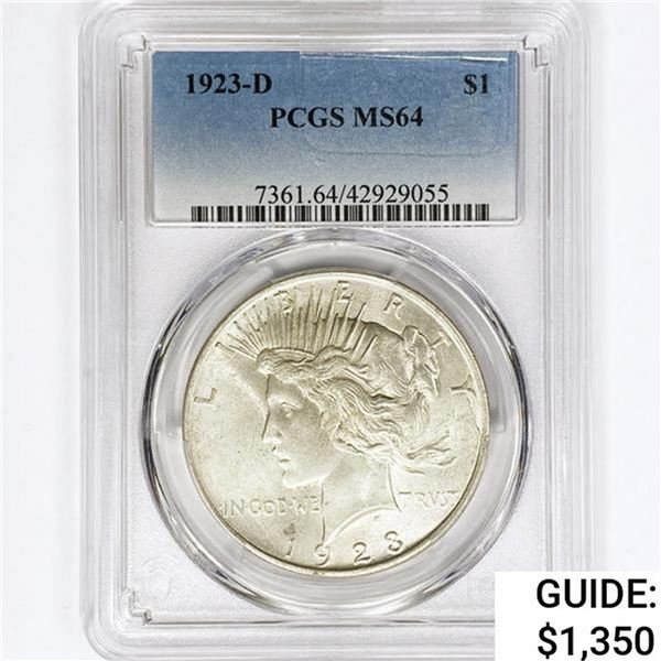 1923-D Silver Peace Dollar PCGS MS64