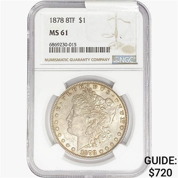 1878 8TF Morgan Silver Dollar NGC MS61