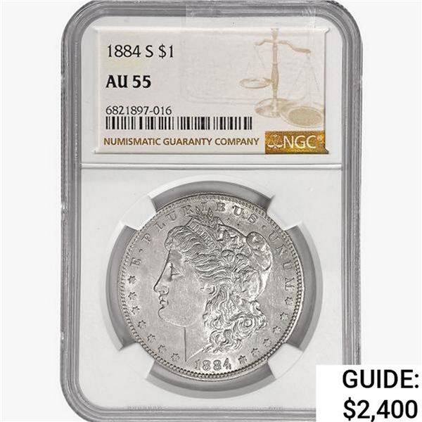 1884-S Morgan Silver Dollar NGC AU55