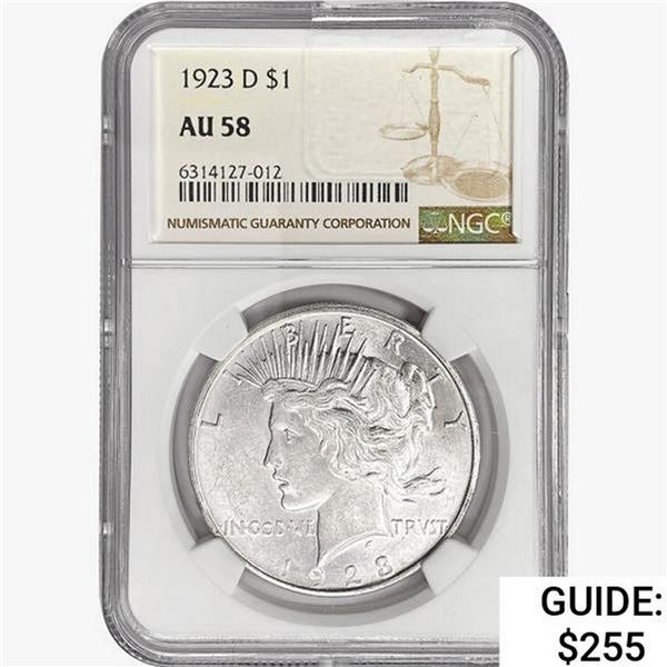 1923-D Silver Peace Dollar NGC AU58