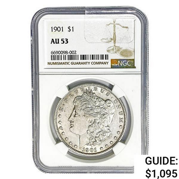 1901 Morgan Silver Dollar NGC AU53