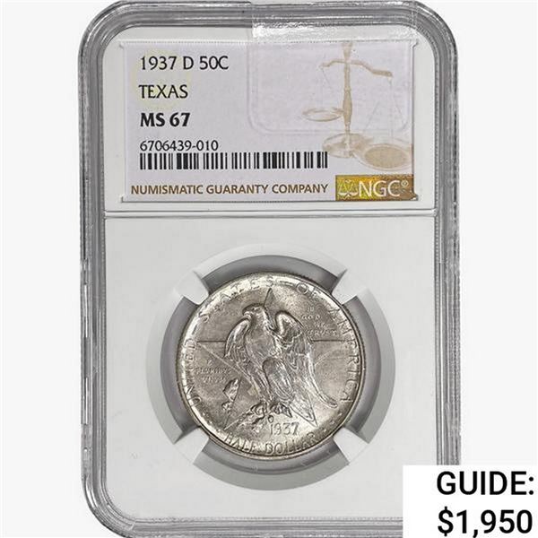 1937-D Texas Half Dollar NGC MS67
