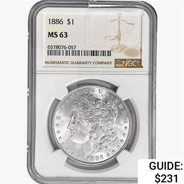 1886 Morgan Silver Dollar NGC MS63