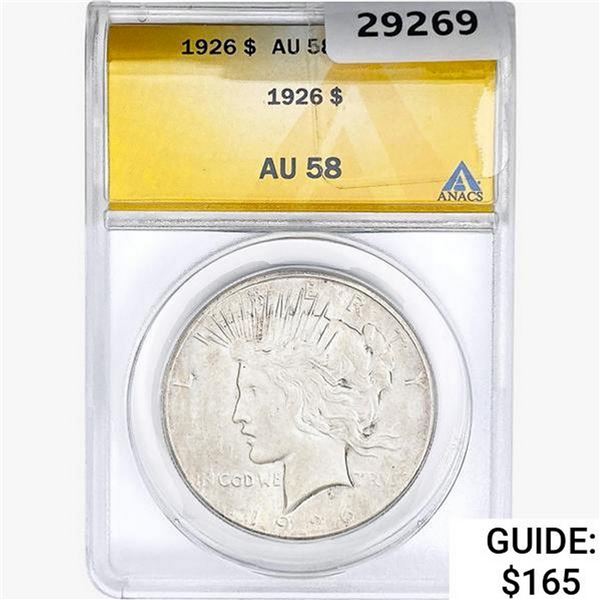 1926 Silver Peace Dollar ANACS AU58