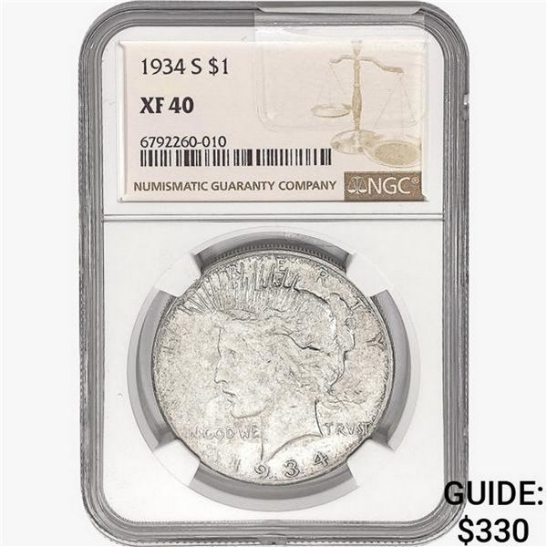 1934-S Silver Peace Dollar NGC XF40