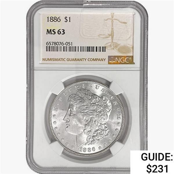 1886 Morgan Silver Dollar NGC MS63