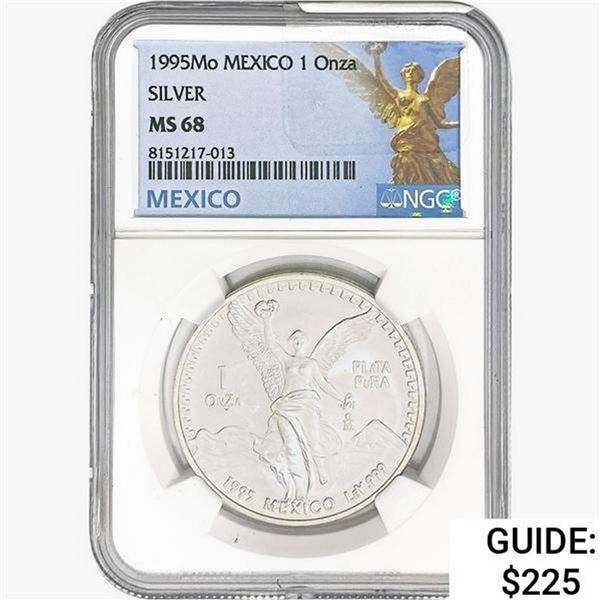 1995Mo 1oz. Silver Mexicanos Onza NGC MS68