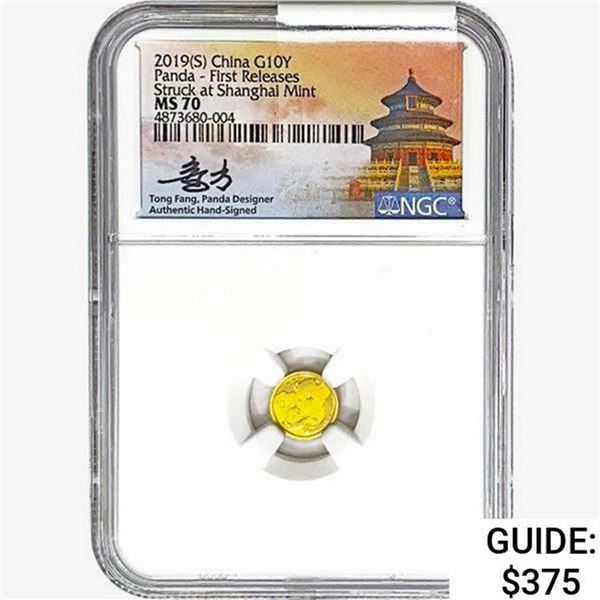 2019(S) .035oz. Gold China Panda 10 Yuan NGC MS70