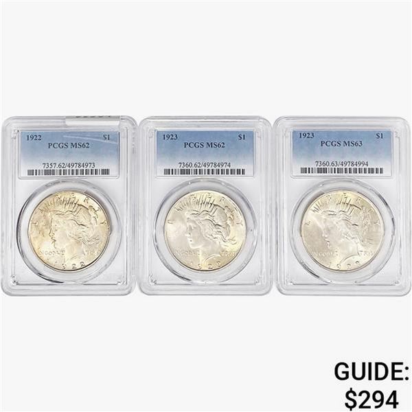 [3]1922-1923 Silver Peace Dollar PCGS MS62-63