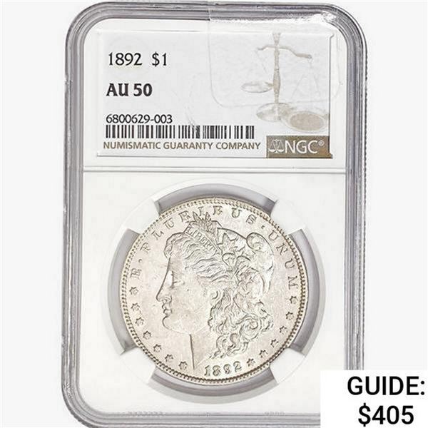 1892 Morgan Silver Dollar NGC AU50