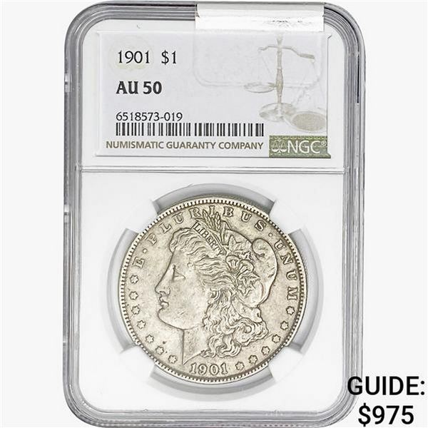 1901 Morgan Silver Dollar NGC AU50