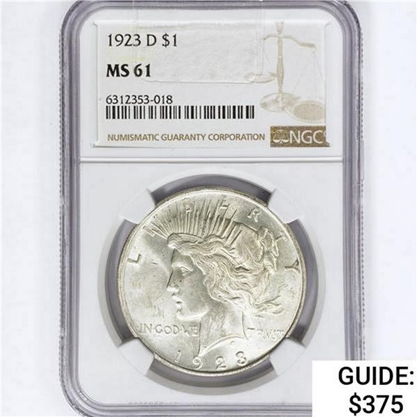 1923-D Silver Peace Dollar NGC MS61