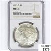 Image 1 : 1923-D Silver Peace Dollar NGC MS61