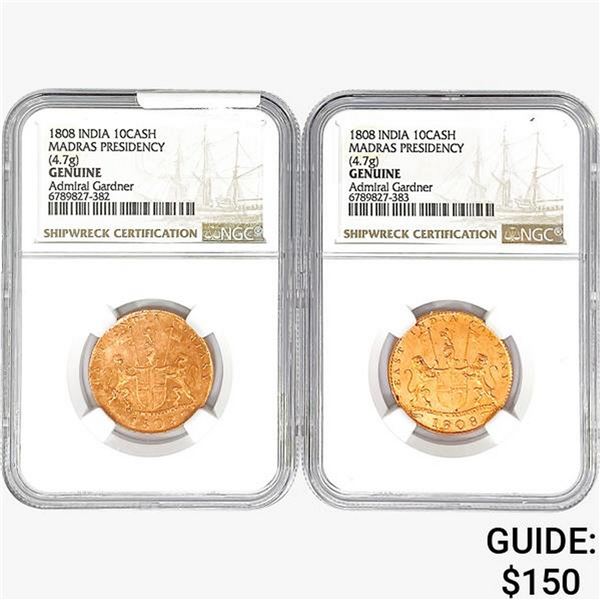 [2]1808 India 10Cash Madras Presidency NGC Genuine