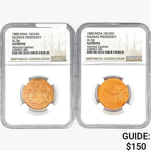 [2]1808 India 10Cash Madras Presidency NGC Genuine