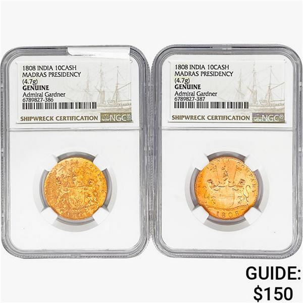 [2]1808 India 10Cash Madras Presidency NGC Genuine