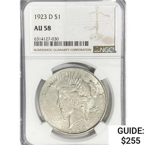 1923-D Silver Peace Dollar NGC AU58