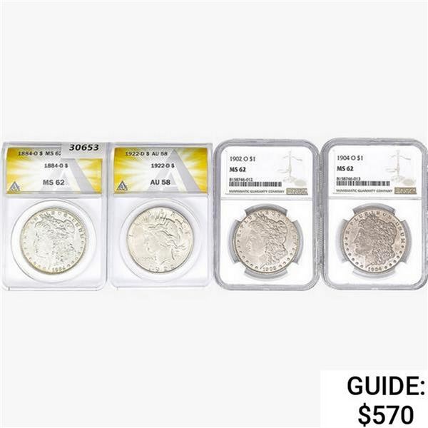 [4] 1884-1922-O/D Silver $1 Morgan/Peace NGC/ANACS MS/AU62/58